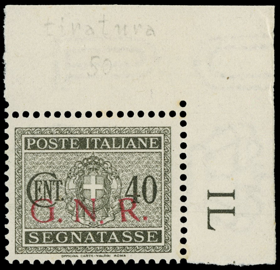 Lot 1247 - ITALIA RSI SEGNATASSE - Zanaria Aste s.r.l. 9th Philatelic Auction Lot 1247 - ITALIA RSI SEGNATASSE - Zanaria Aste s.r.l. 9th Philatelic Auction