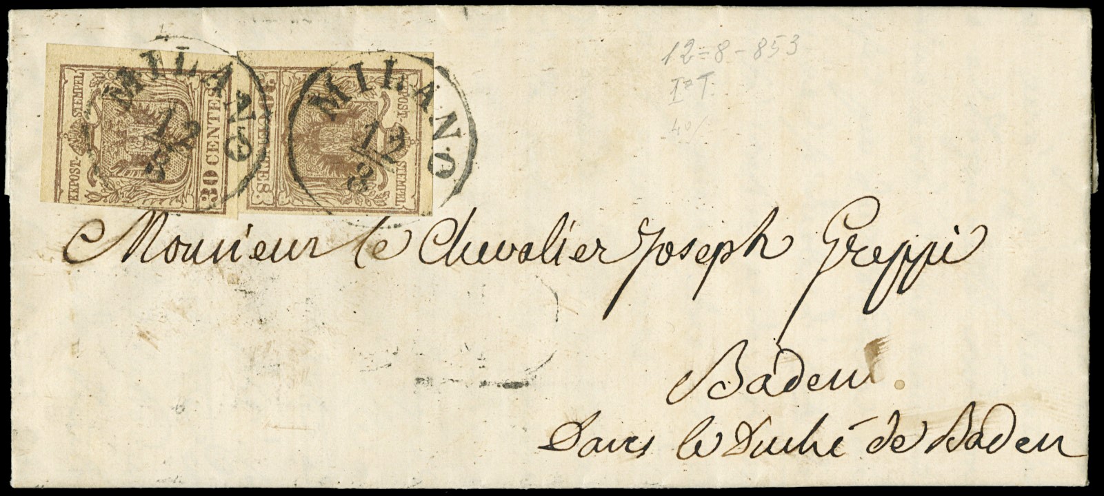 Lot 21 - lombardo veneto Destinazioni -  Zanaria Aste s.r.l. 9th Philatelic Auction