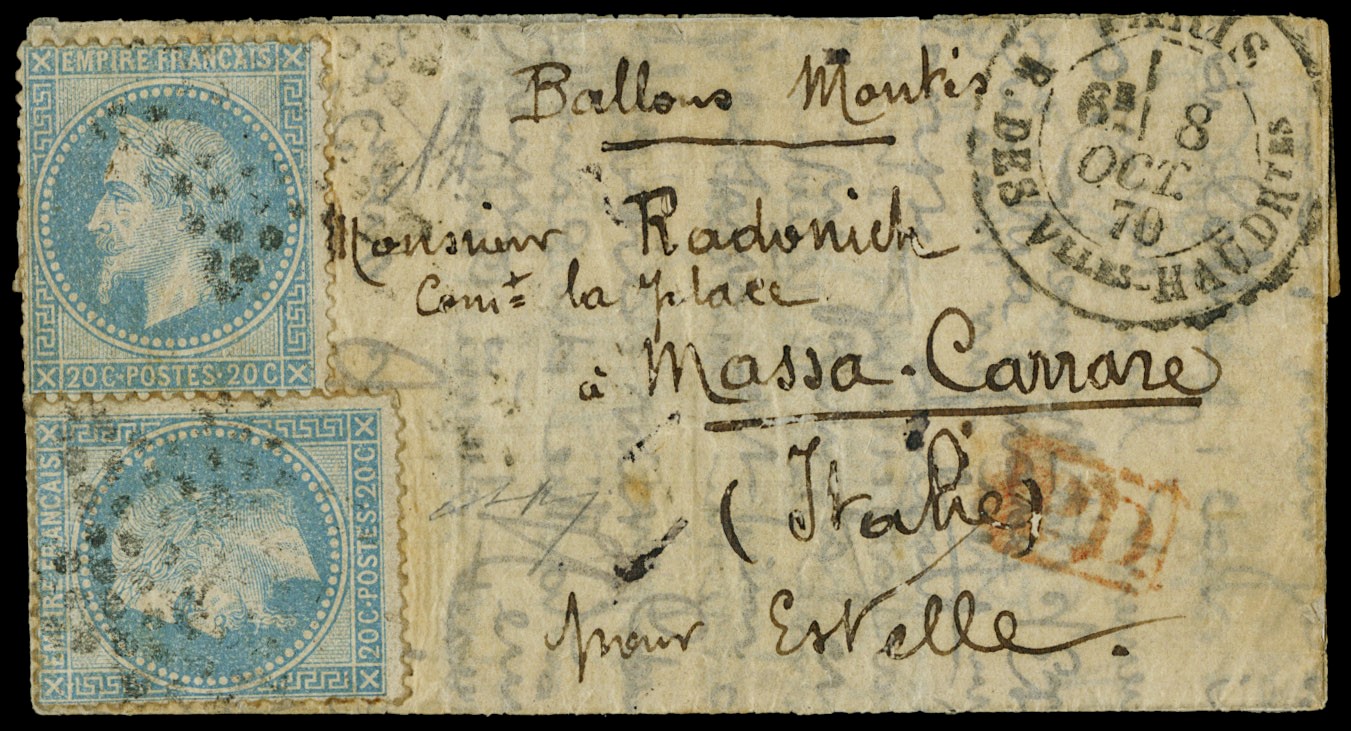 Lot 3007 - FRANCIA (PARIGI) ballons montés - Zanaria Aste s.r.l. 9th Philatelic Auction Lot 3007 - FRANCIA (PARIGI) ballons montés - Zanaria Aste s.r.l. 9th Philatelic Auction